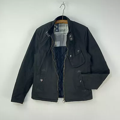 Barbour Steve McQueen Bonner Wax Jacket Mens Small Black Harrington Biker • $137.69