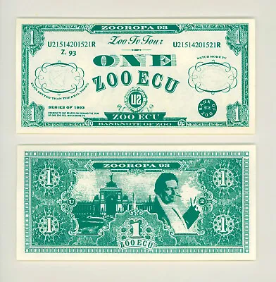 U2 Band Original Unused Zooropa 93 Tour One Zoo Ecu Banknote Money Bono Edge • $7.15