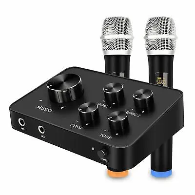 $89.99 • Buy Karaoke Microphone Mixer System Set With Dual UHF Wireless Mic HDMI & AUX In/Out