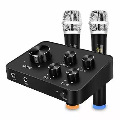 Karaoke Microphone Mixer System Set With Dual UHF Wireless Mic HDMI & AUX In/Out • £79.99