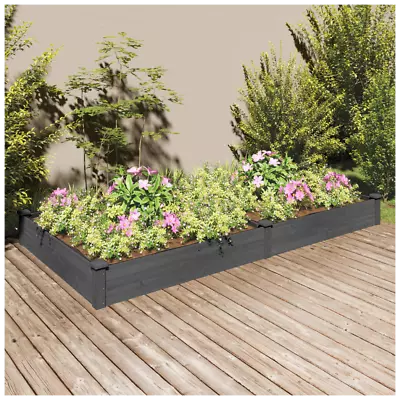 Garden Raised Bed With Liner Grey 240x120x25 Cm Solid Wood Fir • £163.99