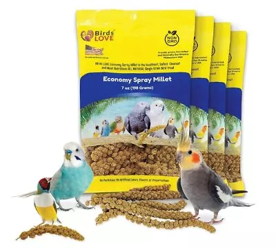 Birds LOVE Economy & Thin Millet Spray (7oz) Natural Treat For Birds NON-GMO 4pk • $21.90