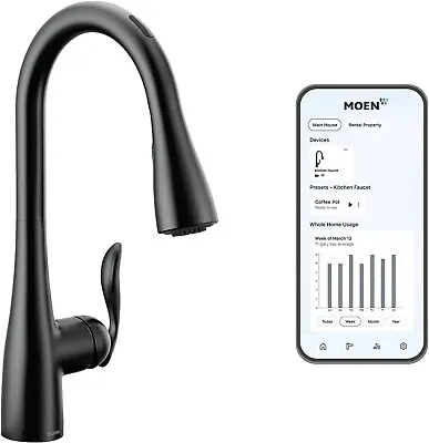 Moen Arbor 7594EVBL Smart Touchless Pull Down Kitchen Faucet In Matte Black • $489.95