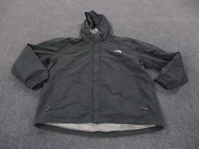 The North Face Jacket Adult XXL Gray Hyvent Rain Coat Hooded Logo Outdoors Mens • $49.95