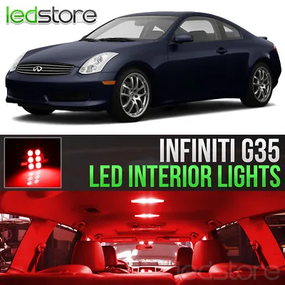 Red Interior LED Lights Bulbs Package Kit For 2003-2006 Infiniti G35 + License • $13.99