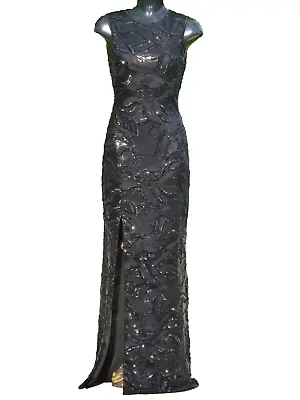 QUIZ Black Sequin Maxi Dress Size 10 UK Evening Wedding Ball Cruise PROM Party • £49.99