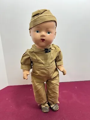 WW2 Era Doll Military Soldier Composite With Uniform And Hat 16” Tall • $50