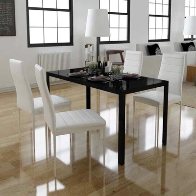 $354.99 • Buy Five Piece Dining Table Set Black And White VidaXL