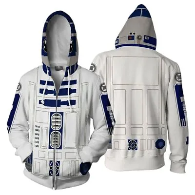 Star Wars R2-D2 Robot Unisex Hoodie Sweatshirts Coat Jacket Cosplay Costume • $24.99