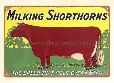 Milking Shorthorns Dairy Cattle Livestock Metal Tin Sign Wall Piece • $18.93