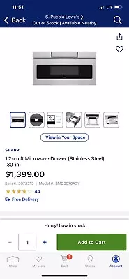 Sharp SMD3070ASY 30  Stainless Steel Microwave Drawer • $1300