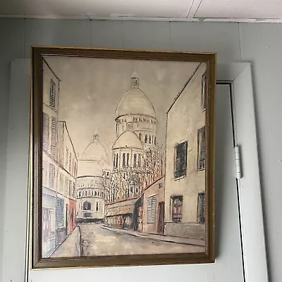 Vintage Framed Print Sacre Coeur Montmartre Paris. After Utrillo Street Scene  • $119.99