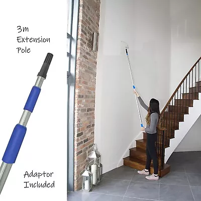 Paint Roller Extension Pole 3m Telescopic Aluminium Extendable Lightweight Pole • £23.99