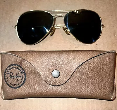 Ray Ban B&L USA AVIATORS GOLD  58[]14 VINTAGE  SUNGLASSES Vietnam Era • $49.99