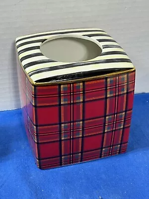 Mackenzie Childs Tartan & Courtly Check Tissue Box Dispenser NWOT • $90