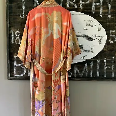 M New Boho Kimono Maxi Duster Beach Cover Up Tunic Dress Top Womens MEDIUM NWT • $58.50