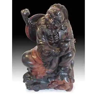 Bodhidharma Daruma Buddha Vintage Chinese Carved Da Mo Zitan Wood Statue 紫檀菩提達磨 • $600