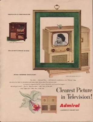 1950 Admiral Television Phonograph Radio Music Home Decor Console Ad 7553 • $21.95