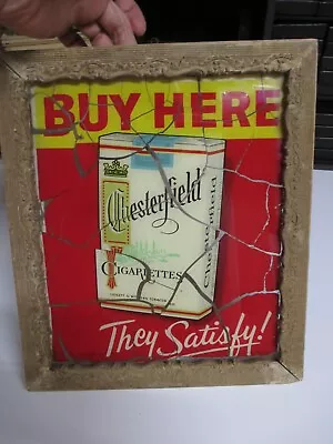 Vintage Double-sided Chesterfield Cigarette Glass Store Sign Advertising Smoking • $19