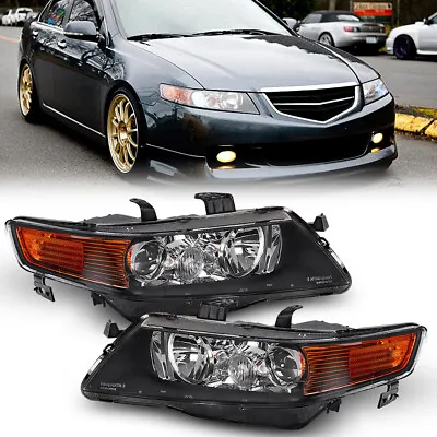 Black FOR 2004-2008 Acura TSX Projector Headlights Lamps Left+Right 2004-05 EOA • $134.89