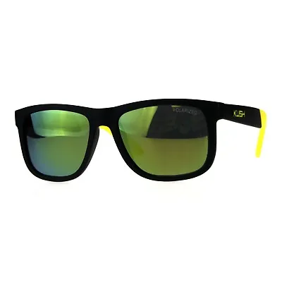 Polarized Kush Mens Rectangular Color Mirror Lens Sport Horn Rim Sunglasses • $24.56