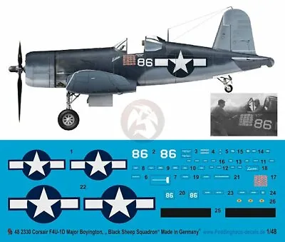 Peddinghaus 1/48 F4U-1A Corsair Markings Gregory Boyington Black Sheep Sq. 2330 • $15.26