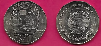 Mexico 20 Pesos 2022 Unc Mexican Navybicentennialcoat Of Armswith Legend At T • $10