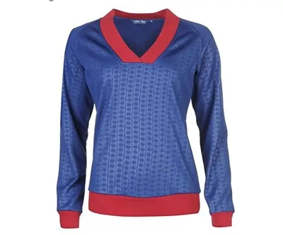 Hac Tac Womens Blue Sweatshirt Warm V Neck Equestrian Top Jumper Fleece Lined 14 • $19.35