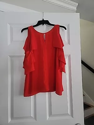 Vince Camuto Medium Womens Blouse Short Sleeve Red Solid Nwt • $11.09