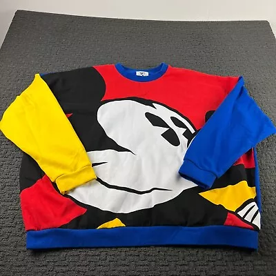 Mickey Mouse Sweatshirt Mens 2XL Colorblock All Over Print Pullover Crewneck • $29.99