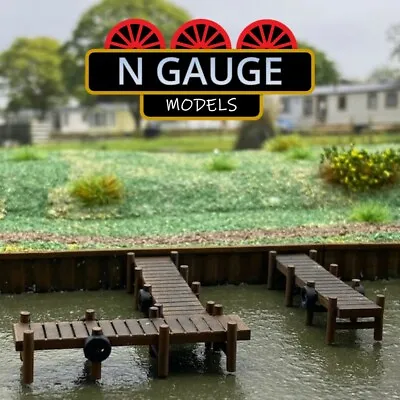 N Scale Gauge 1:148 Wooden Pontoon / Jetty Dock (Canal Boat Dinghy Lake) 1:160 • £11.99