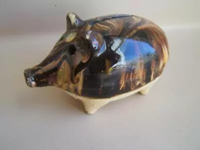 Vintage Multi Color Ceramic Pottery Glazed Pig Piggy Bank Signed Austria • $19.99