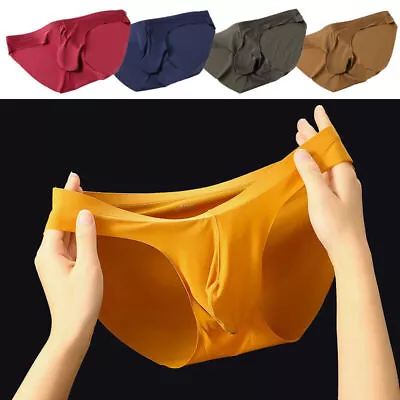 Mens Ice Silk Briefs Sexy Low Waist Bikini Panties Pouch Breathable Underwear • $7.85