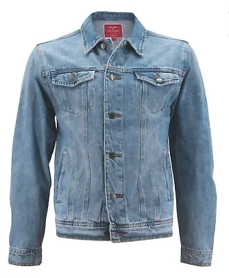 Red Label Men’s Premium Casual Faded Denim Jean Button Up Cotton Slim Fit Jacket • $34.60