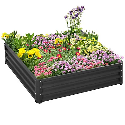 £38.99 • Buy Outsunny Raised Garden Bed Metal Patio Backyard Flower Vegetable Planter Grey
