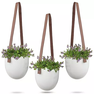 £10.99 • Buy Hanging Wall Plant Pots Indoor Outdoor Holder Basket Ceramic 3 Pack Planter