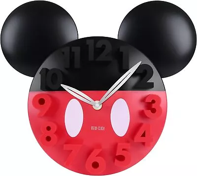 Mickey Mouse Concept Wall Clock 3D Numbers Silent Quartz Movement 12  Black/Red • $77