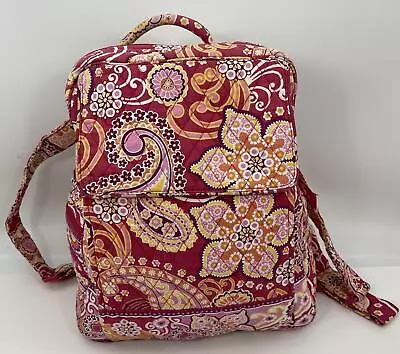 Vera Bradley Women's Pink Floral Inner Pocket Zipper Quilted Shoulder Backpack • $39.84