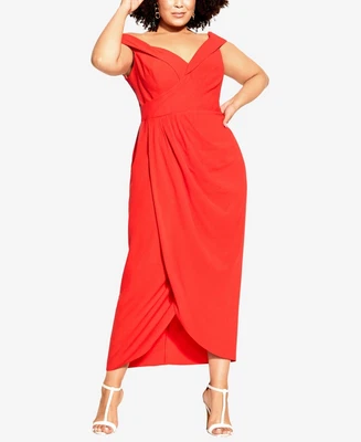$37.95 • Buy CITY CHIC Plus Size NEW SML/16 Off Shldr Ripple Love FF Midi Dress -tigerlilly 