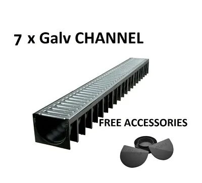 £79.99 • Buy DRAINAGE CHANNEL DRIVEWAY & PATIOS 7mtr GALV GRATING INC FREE ACCESSORIES