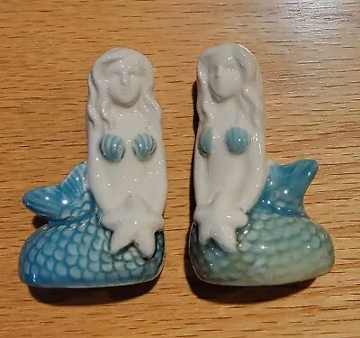 Stoneware Mermaids Salt And Pepper Shakers Starfish Ocean • $13