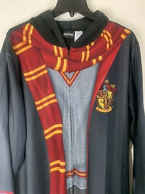 Harry Potter Gryffindor One Piece Pajama Suit Mens XL Zip Up PJs Costume  • $29.99