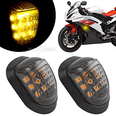 2x Universal Flush Mount Motorcycle Turn Signal Smoked Amber LED Light 10mm/12V • $11.39
