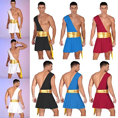 Men's Sexy Toga Costume One Shoulder Ancient Greek Cosplay Outfit For Halloween • $10.94