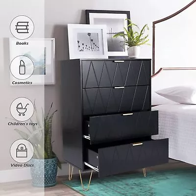 $159.99 • Buy 4 Drawer Dresser Storage Tower Organizer Unit For Bedroom Closet Entryway