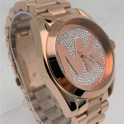 Michael Kors MK6437 Bradshaw Rose Gold Tone MK Logo Dial Analog Women's Watch • $101