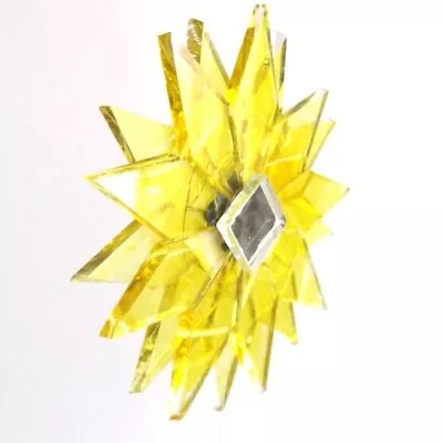 Yellow Coloured Glass Mobile Sun Catcher Long Mirror Twisting Large Shiny Star • £12.55