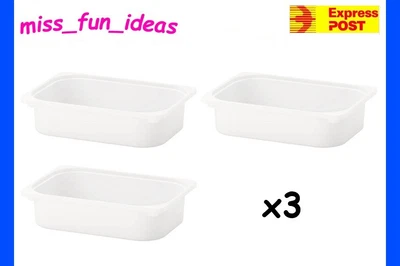 $38.99 • Buy 3x IKEA TROFAST Storage Box Kids Toy Plastic Stackable Drawers 42x30x10cm *NEW*
