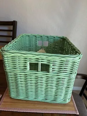 Pottery Barn Kids Large Square Green Sabrina Basket 12  X 12  X 9.5  Tall • $31