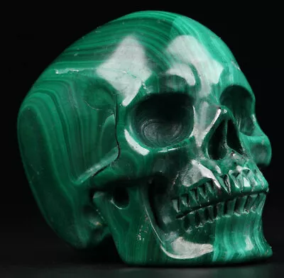 2.0  Malachite Carved Crystal Skull Realistic Crystal Healing • $0.99
